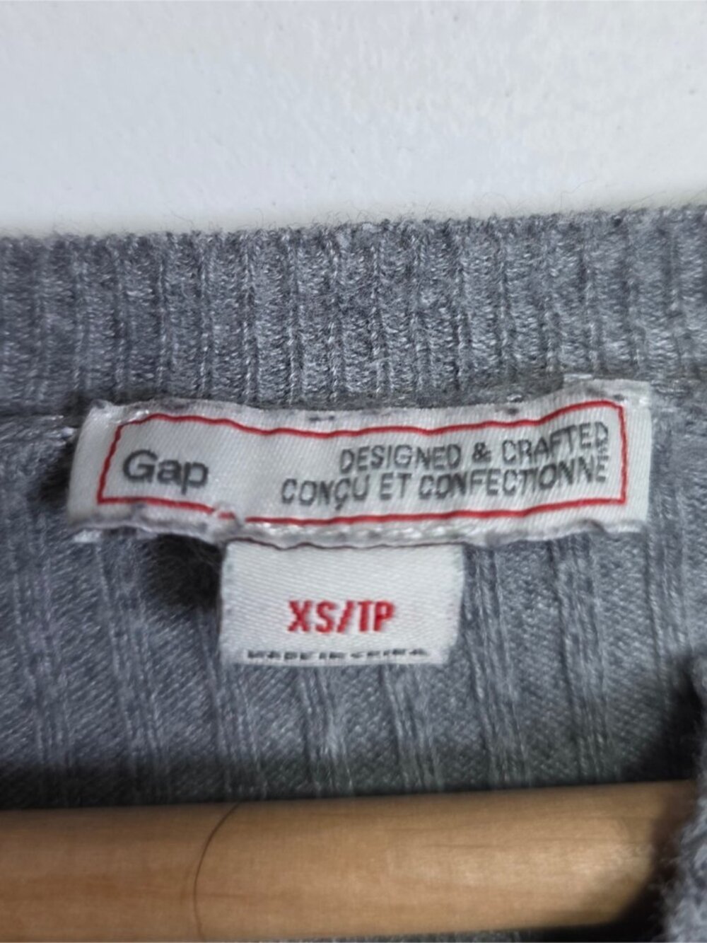 GAP Grey Ribbed Henley Sweater XS | Fitted Long Sleeve Knit Top - Picture 5 of 11